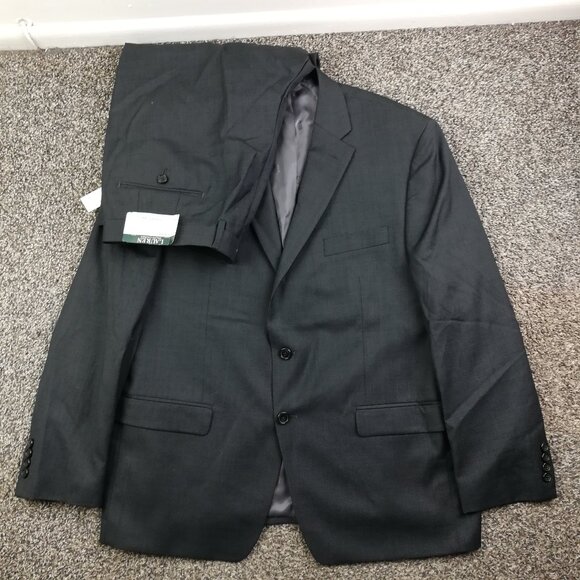 NWT Ralph Lauren 2 PC Suit Wool Glen Plaid 44S Charcoal Gray 38W - Picture 1 of 14